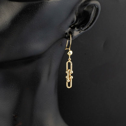 14K Yellow Gold Designer Inspired Dangle Earrings