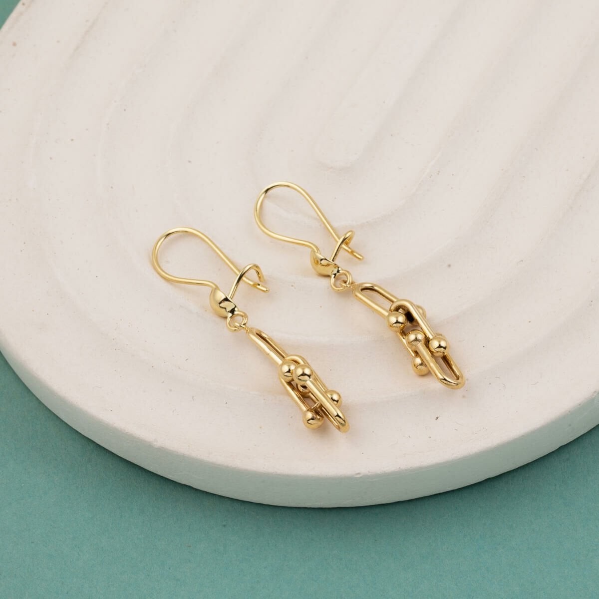 14K Yellow Gold Designer Inspired Dangle Earrings