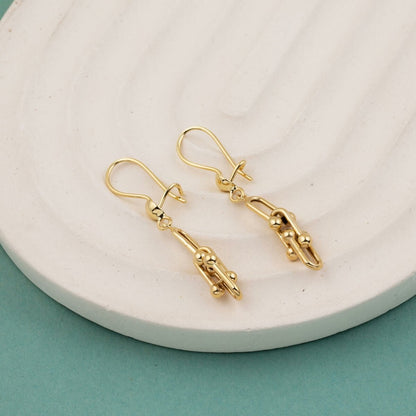 14K Yellow Gold Designer Inspired Dangle Earrings