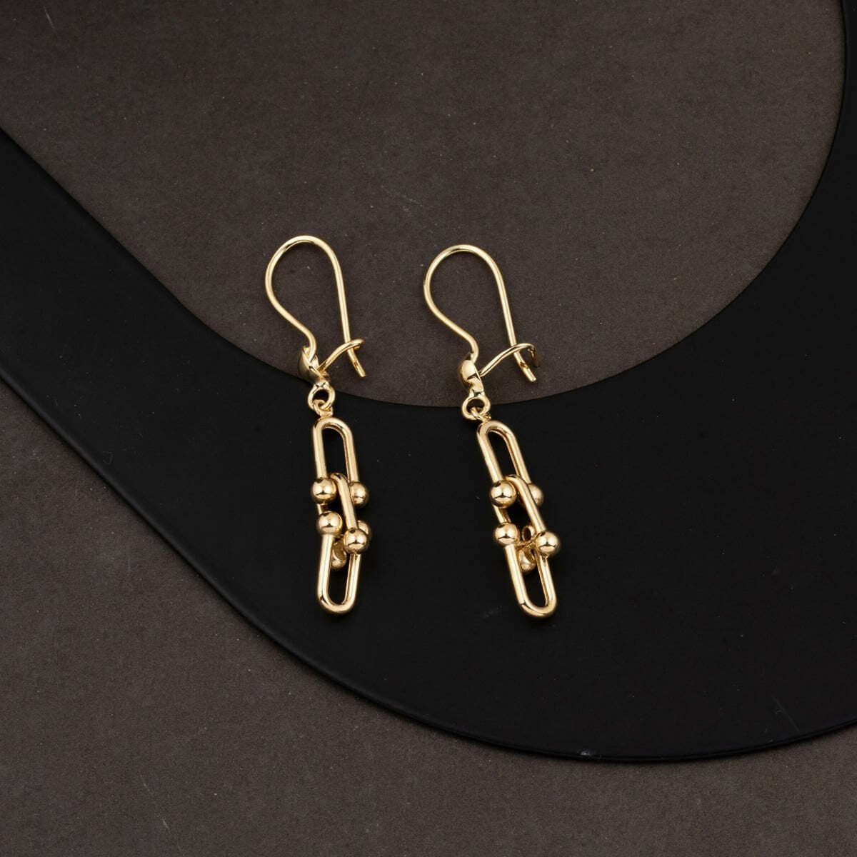14K Yellow Gold Designer Inspired Dangle Earrings