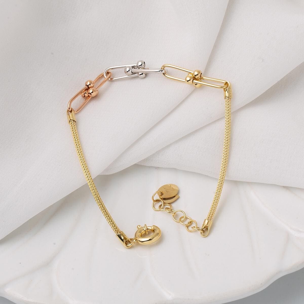14K Yellow Gold Designer Inspired Ball Chain Bracelet