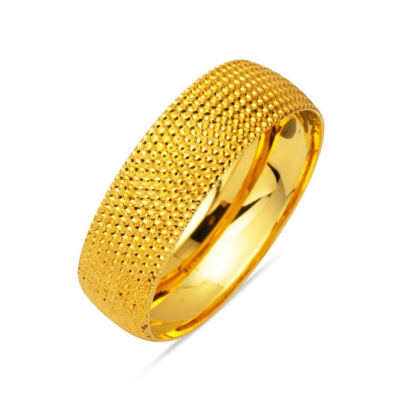 22K Yellow Gold Milgrain Wedding Band Ring