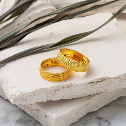 22K Yellow Gold Milgrain Men's Wedding Band Ring