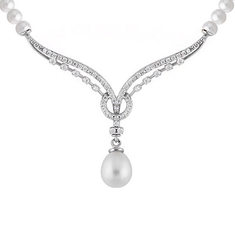 14K White Gold Tivoli Pearl Collar Necklace