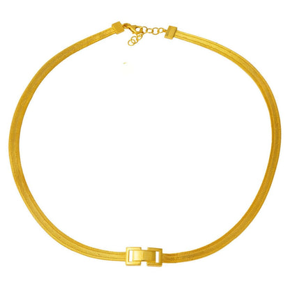22K Yellow Gold Buckle Mesh Collar Necklace