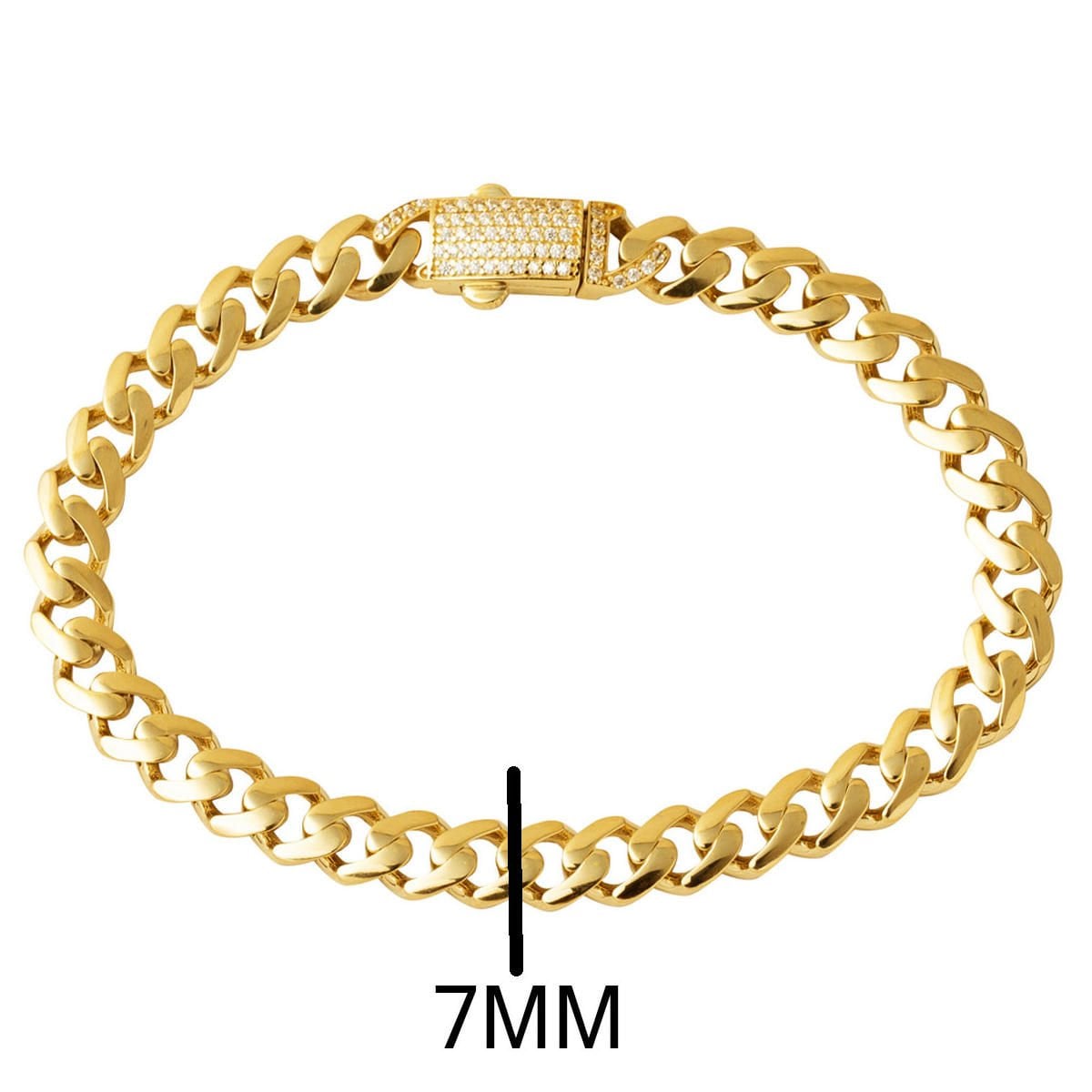 14K Yellow Gold Buckle Curb Cubic Zirconia Bracelet