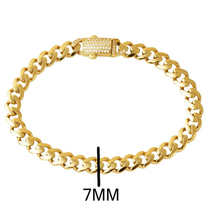 14K Yellow Gold Buckle Curb Cubic Zirconia Bracelet