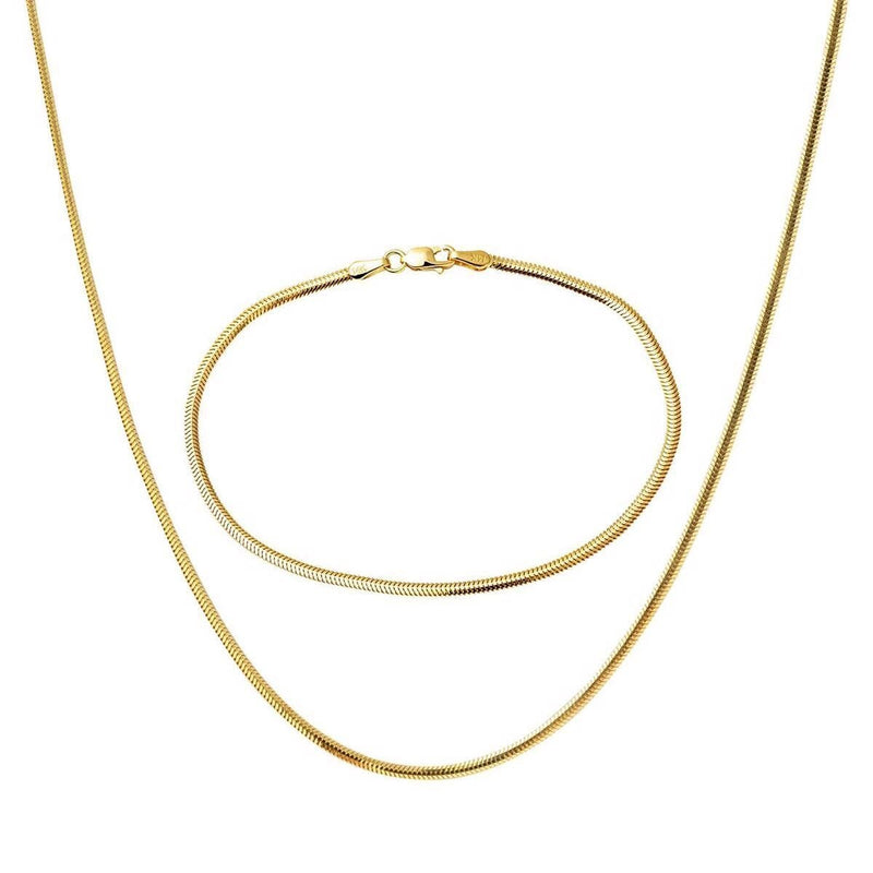 14K Yellow Gold Tondo Chain Bracelet Set