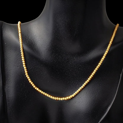 22K Yellow Gold Ball Stacked Chain Necklace