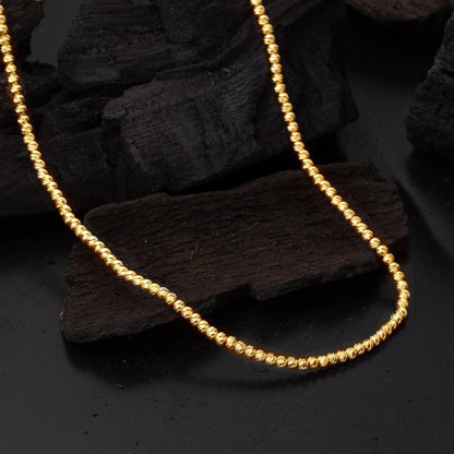 22K Yellow Gold Ball Stacked Chain Necklace