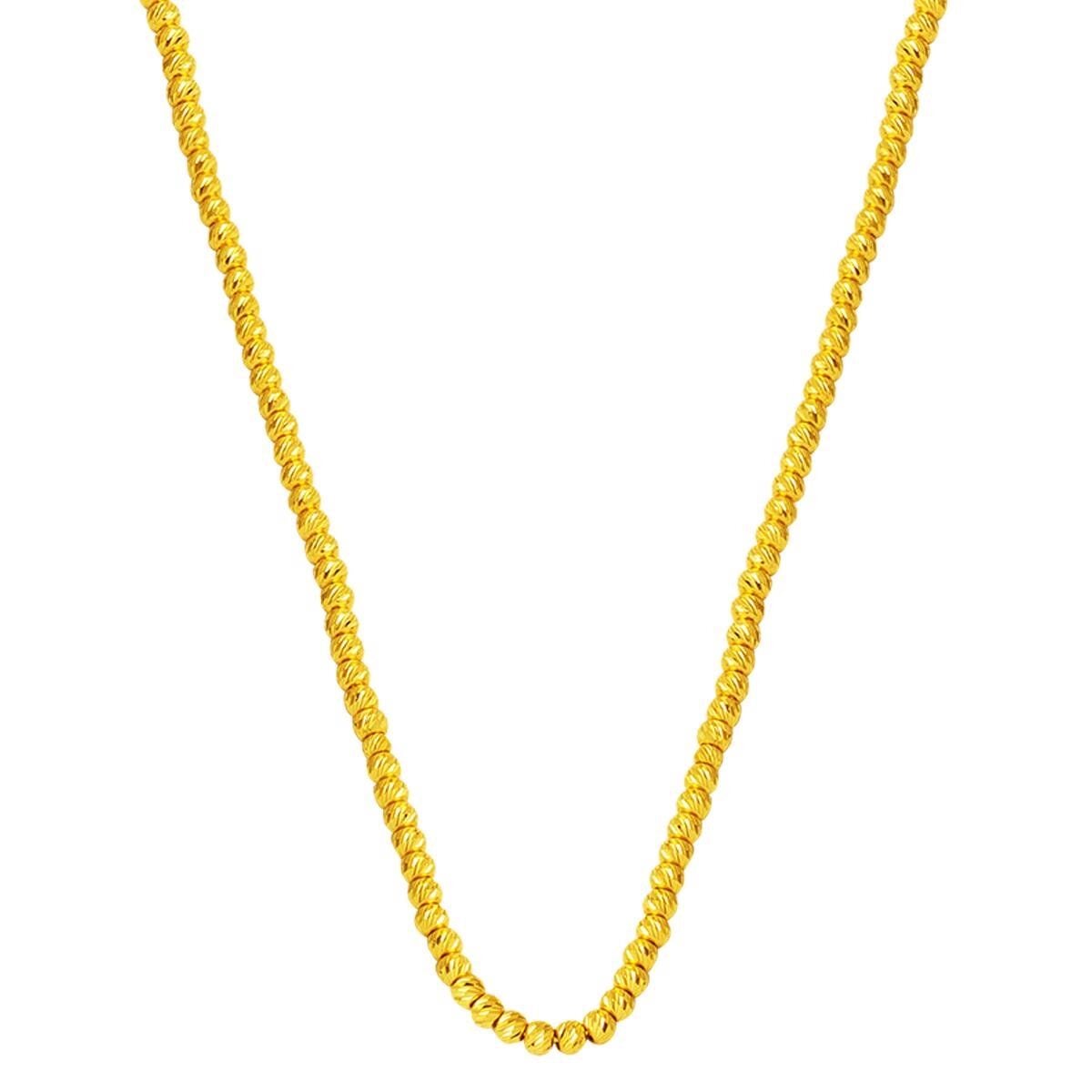 22K Yellow Gold Ball Stacked Chain Necklace