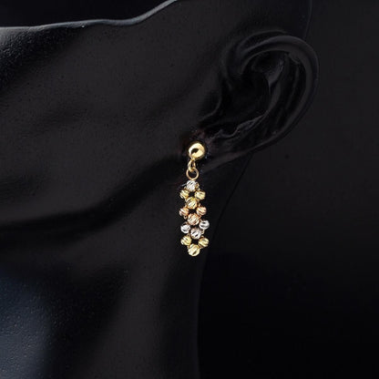 14K Yellow Gold Ball Adorned Drop Earrings