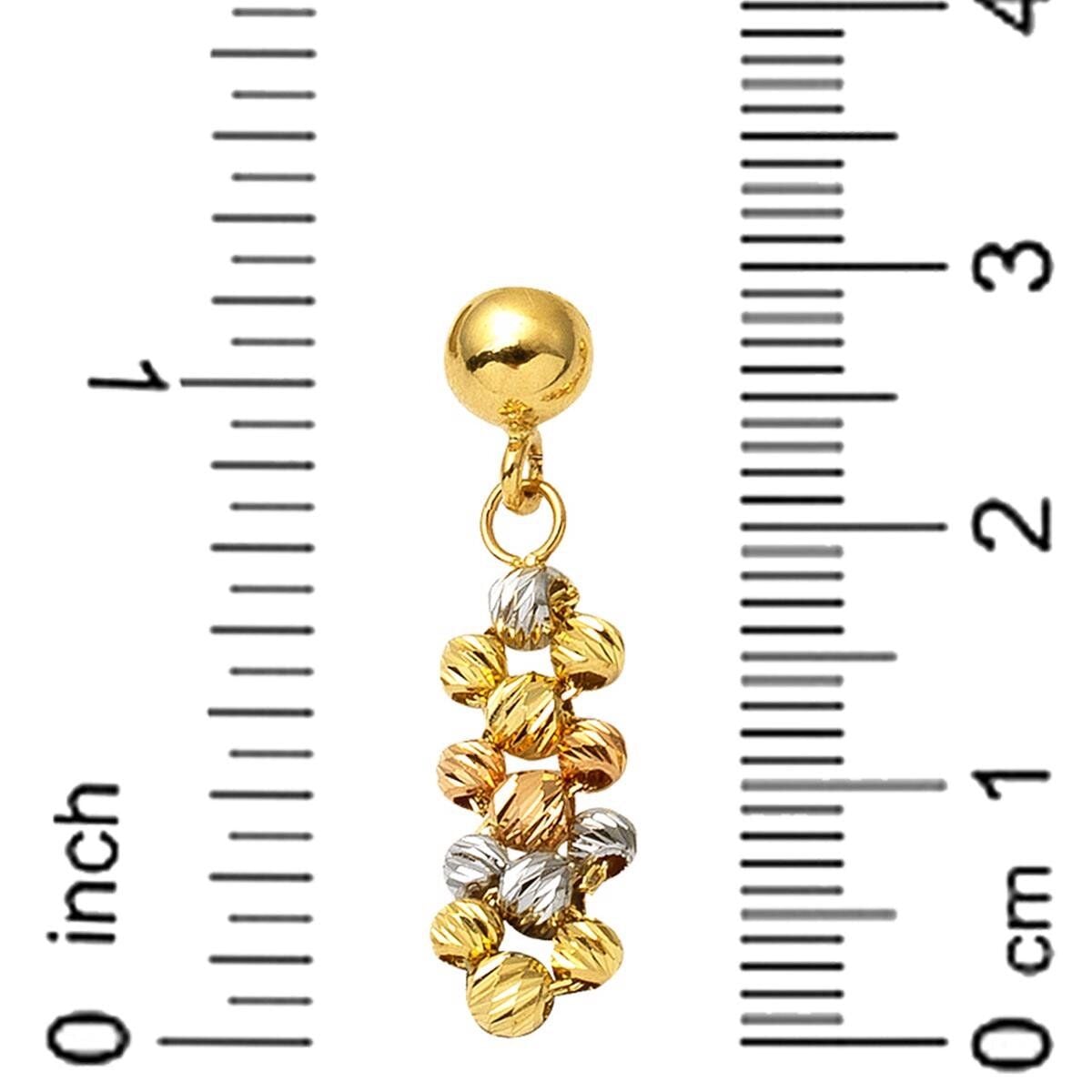 14K Yellow Gold Ball Adorned Drop Earrings