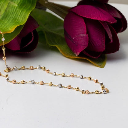 14K Yellow Gold Ball Adorned Chain Necklace