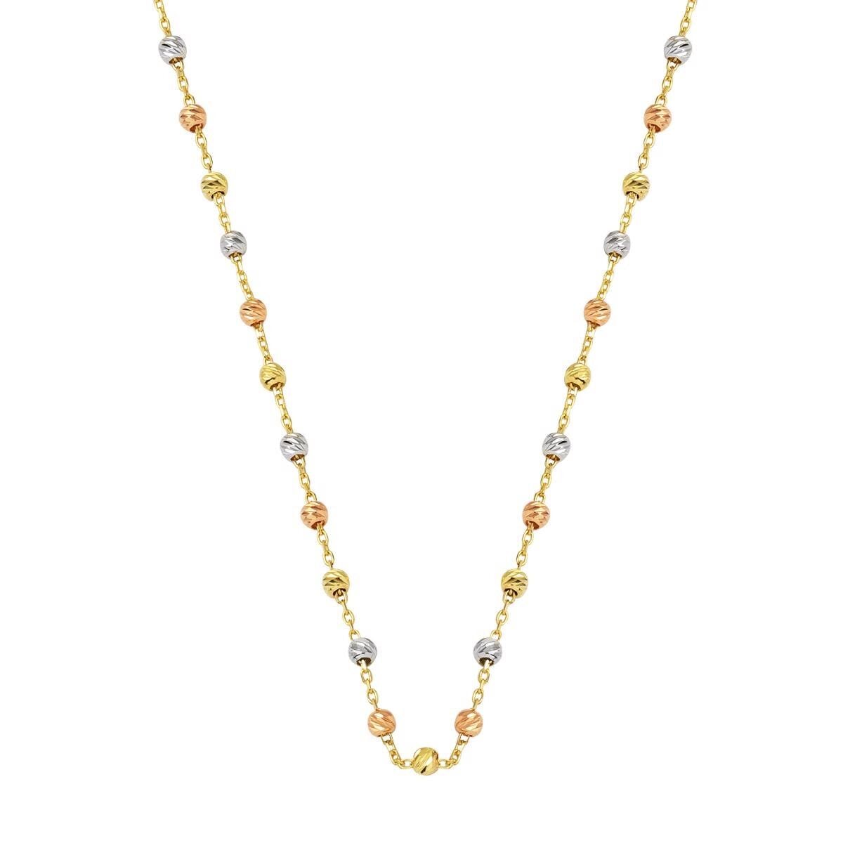 14K Yellow Gold Ball Adorned Chain Necklace