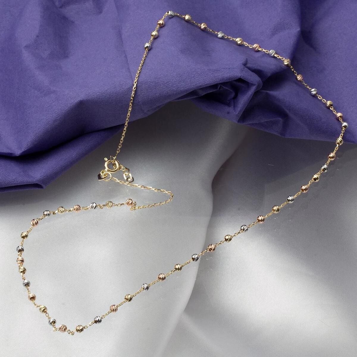 14K Yellow Gold Ball Adorned Chain Necklace