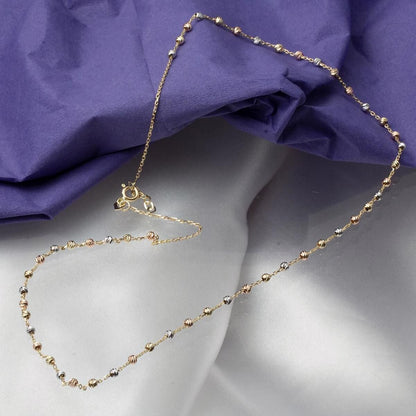 14K Yellow Gold Ball Adorned Chain Necklace