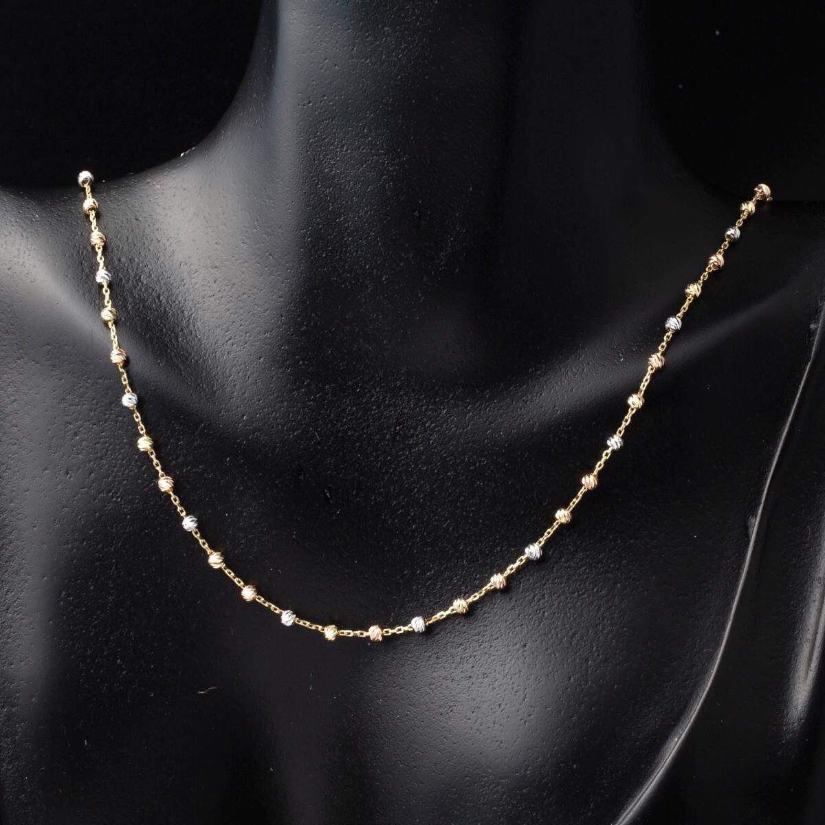 14K Yellow Gold Ball Adorned Chain Necklace