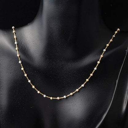 14K Yellow Gold Ball Adorned Chain Necklace