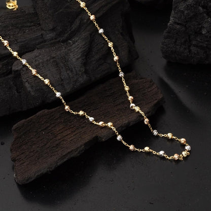 14K Yellow Gold Ball Adorned Chain Necklace