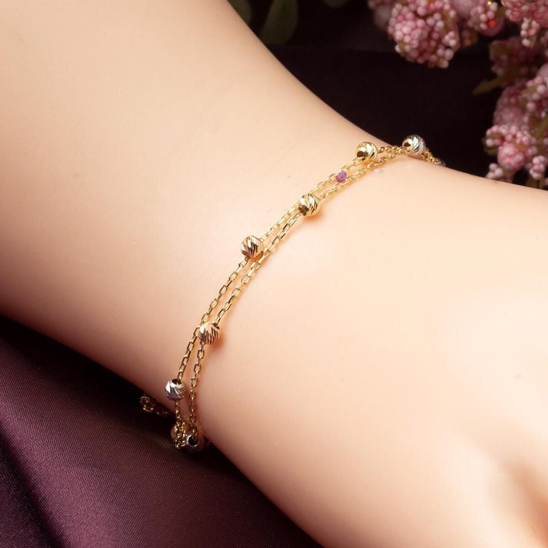 14K Yellow Gold 2-Piece Ball Chain Bracelet