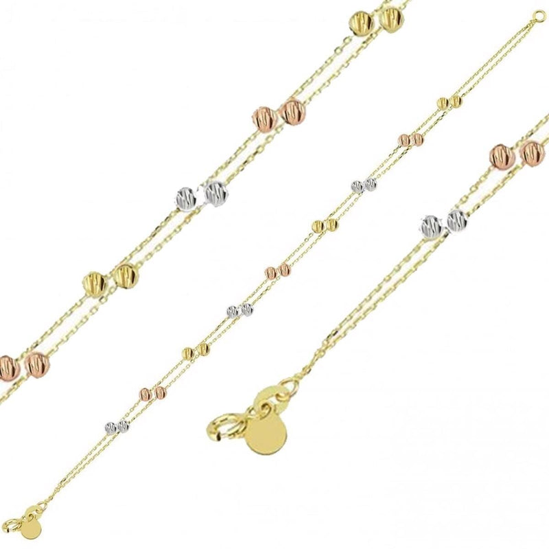 14K Yellow Gold 2-Piece Ball Chain Bracelet