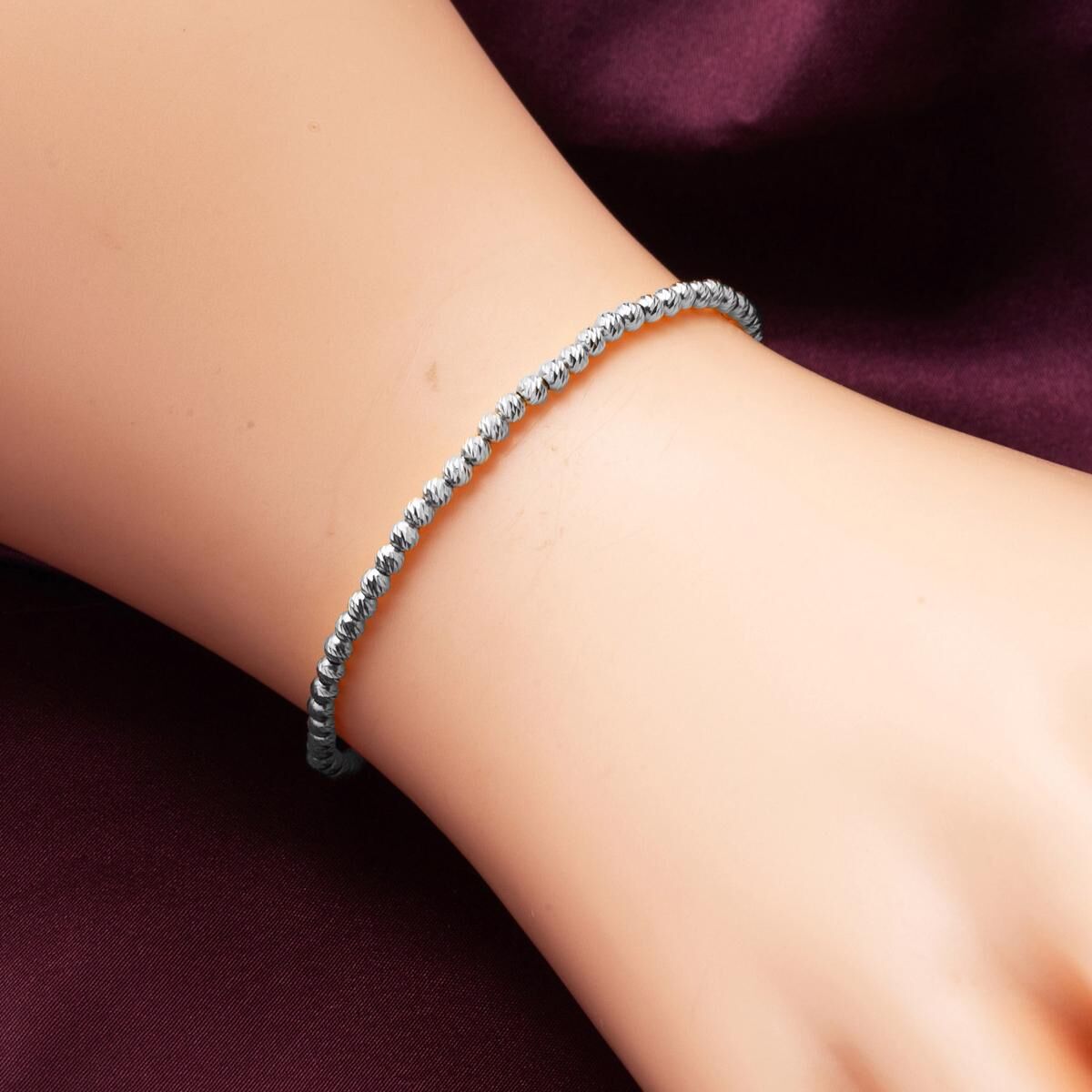 14K White Gold Ball Chain Bracelet