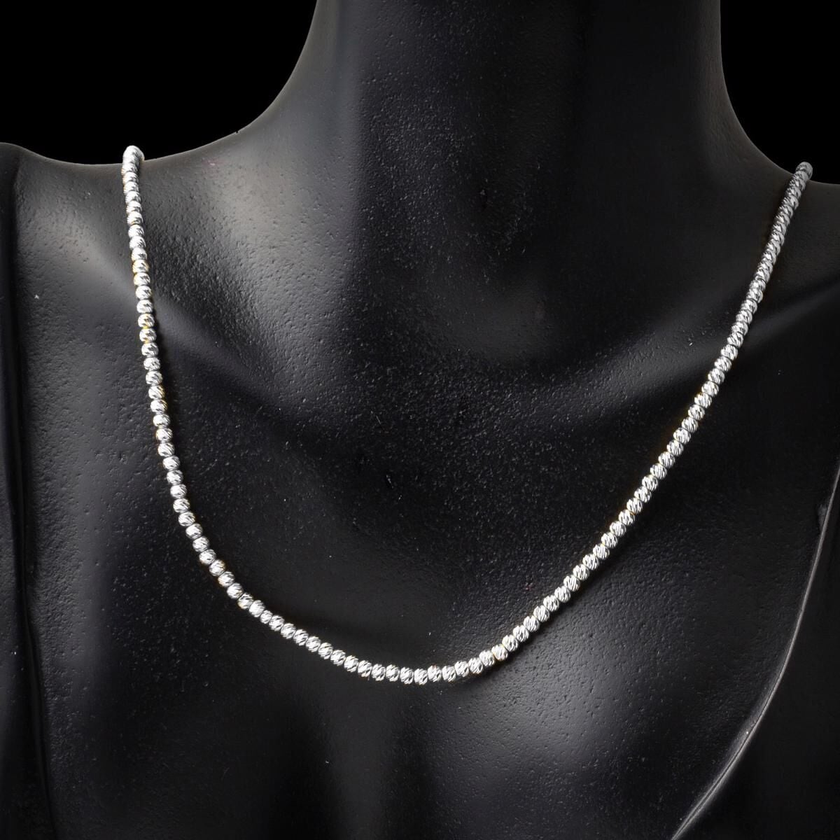 14K White Gold Ball Chain Collar Necklace