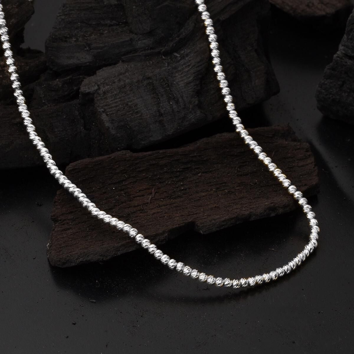 14K White Gold Ball Chain Collar Necklace