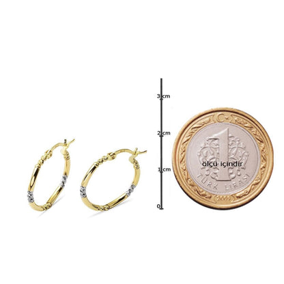 14K Yellow Gold Ball 1.8 Cm Diameter Hoop Earrings