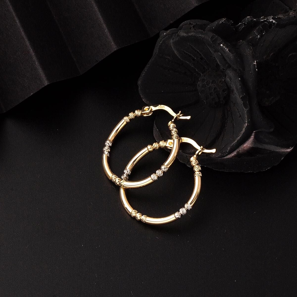 14K Yellow Gold Ball 1.8 Cm Diameter Hoop Earrings
