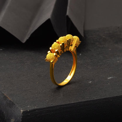22K Yellow Gold Ball Five Stone Style Ring
