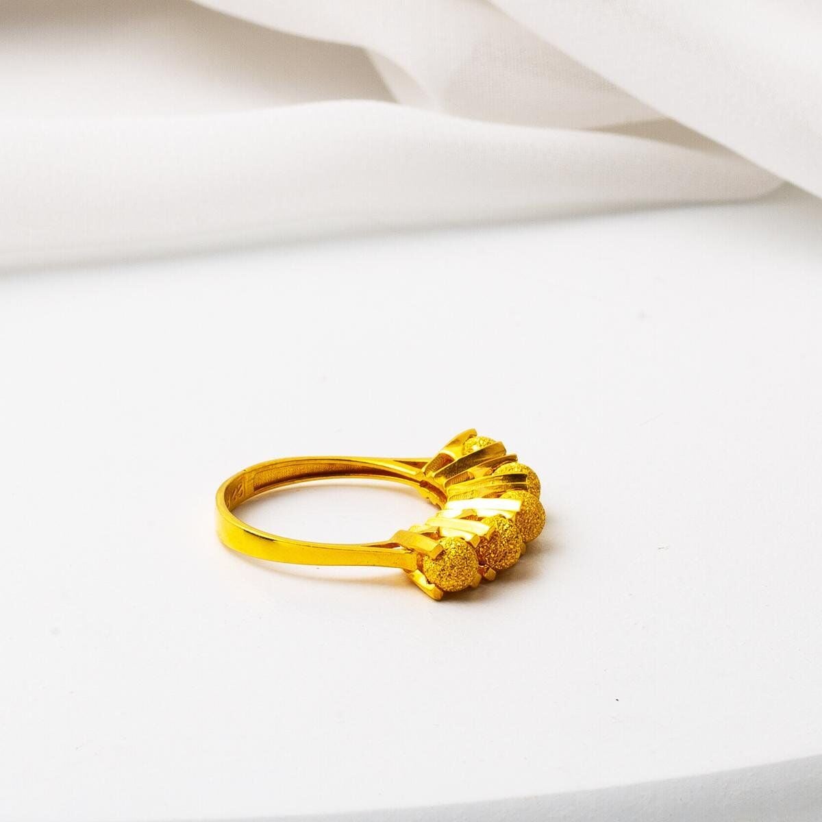 22K Yellow Gold Ball Five Stone Style Ring