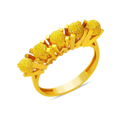 22K Yellow Gold Ball Five Stone Style Ring