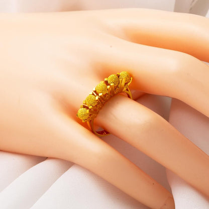 22K Yellow Gold Ball Five Stone Style Ring