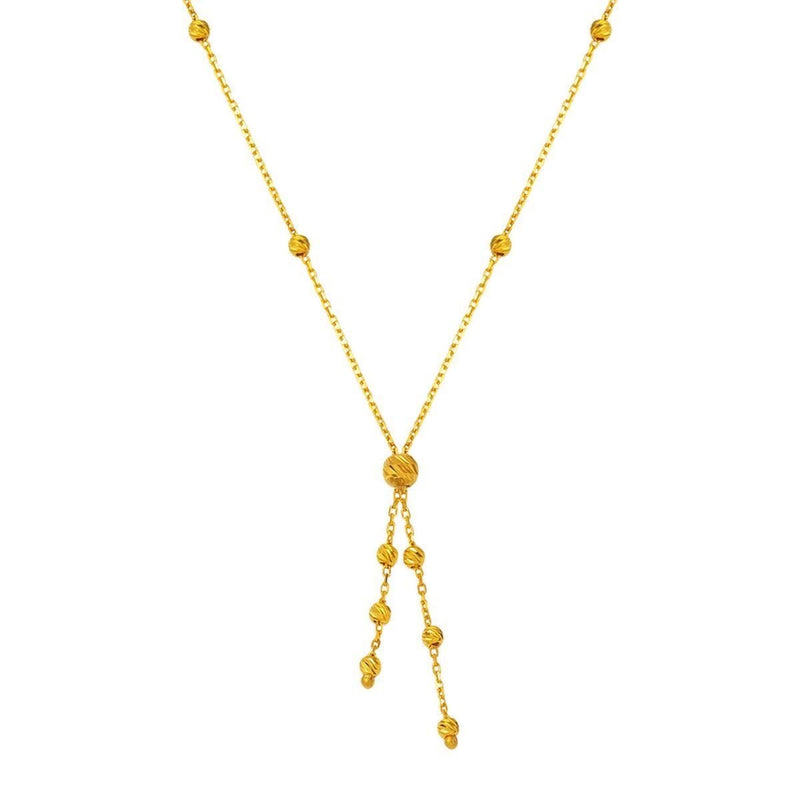 22K Yellow Gold Ball Tassel Chain Necklace