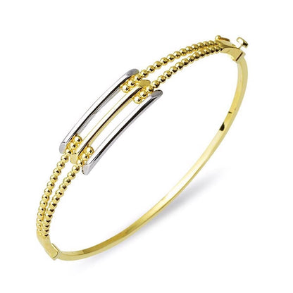 14K Yellow Gold Ball 3-Piece Ribbed Bangle