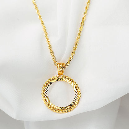 22K Yellow Gold Ball Ball Full Coin Frame Necklace
