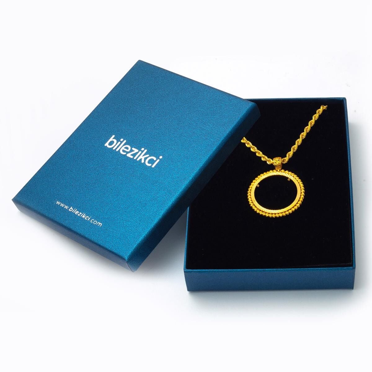 22K Yellow Gold Ball Ball Full Coin Frame Necklace