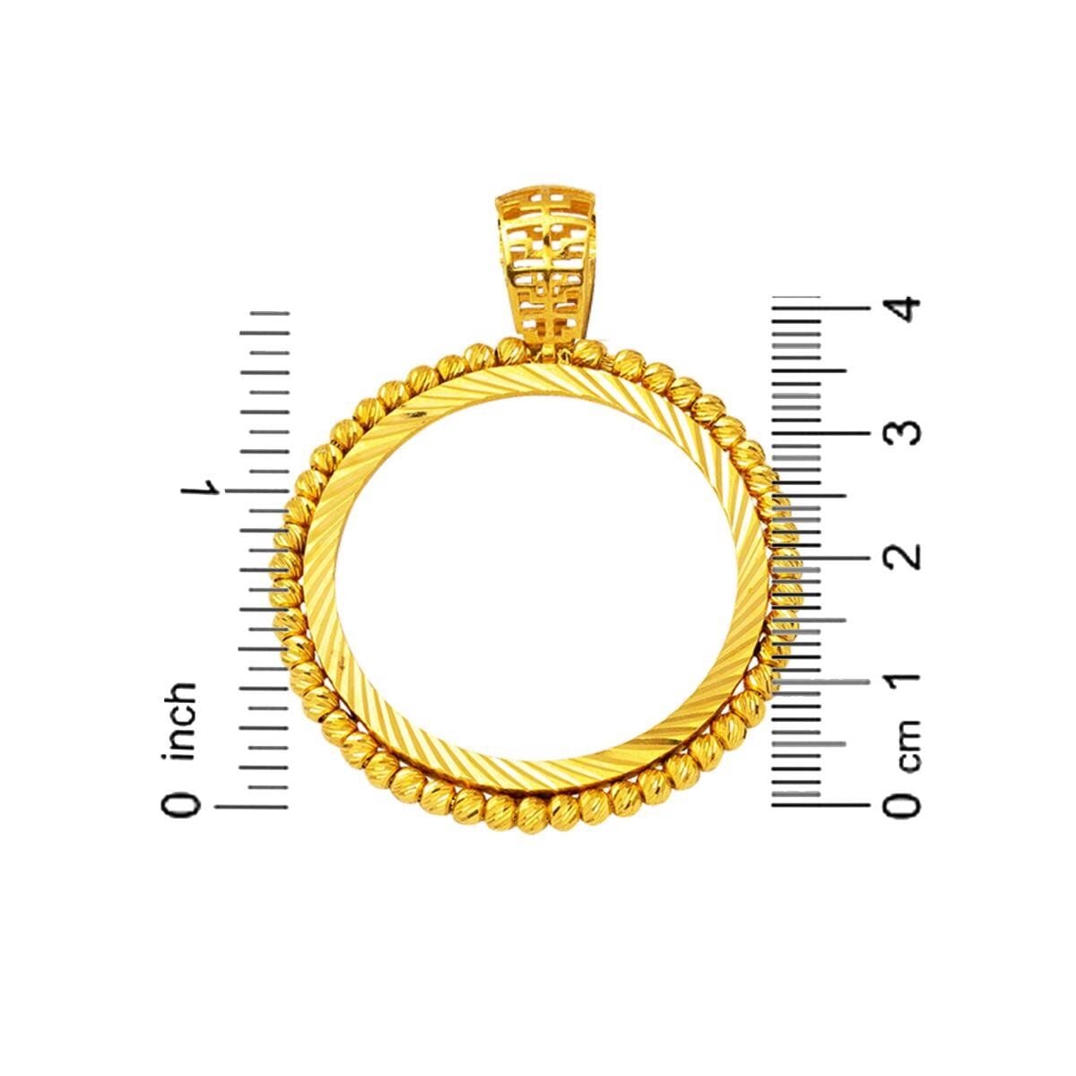 22K Yellow Gold Ball Ball Full Coin Frame Necklace