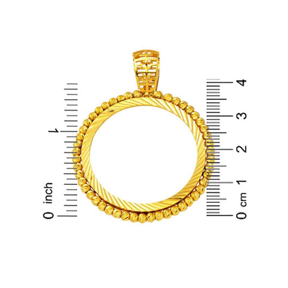 22K Yellow Gold Ball Ball Full Coin Frame Necklace