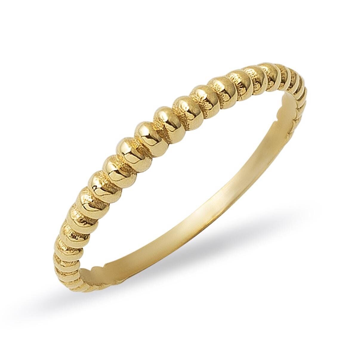 14K Yellow Gold Ball Ball Pinky Ring