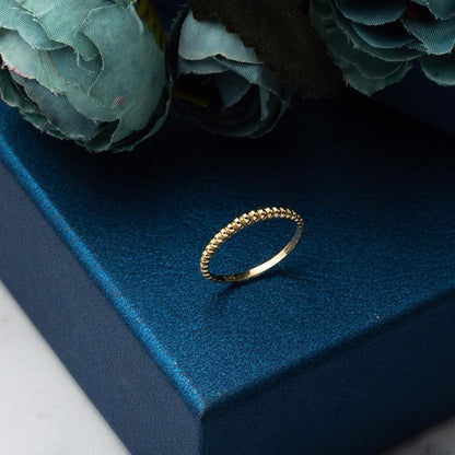 14K Yellow Gold Ball Ball Pinky Ring