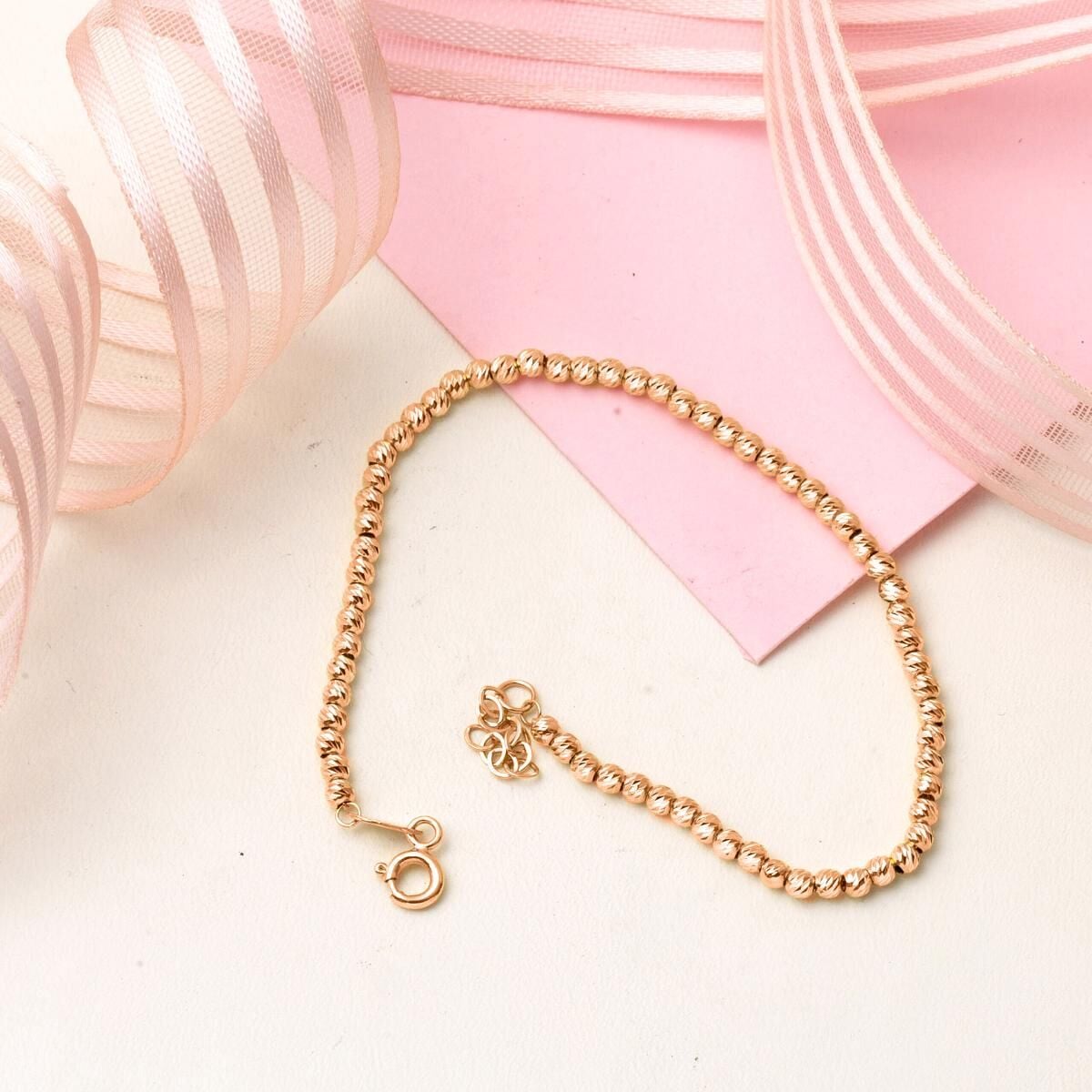 14K Rose Gold Ball Chain Bracelet