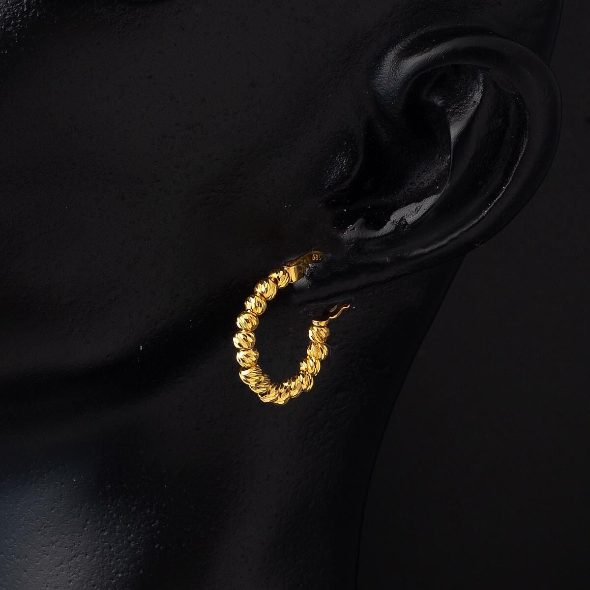 14K Yellow Gold Ball Ball Hoop Earrings