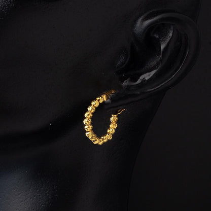 14K Yellow Gold Ball Ball Hoop Earrings