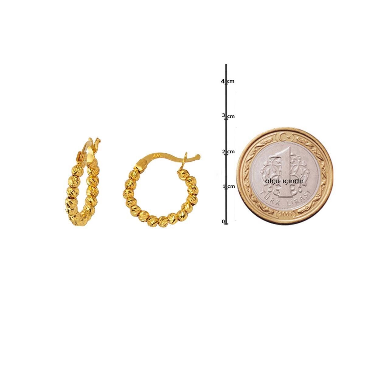 14K Yellow Gold Ball Ball Hoop Earrings