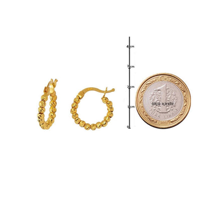 14K Yellow Gold Ball Ball Hoop Earrings