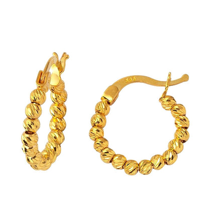 14K Yellow Gold Ball Ball Hoop Earrings