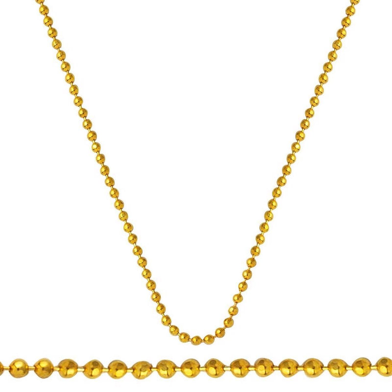 14K Yellow Gold Ball Bead Popcorn Chain